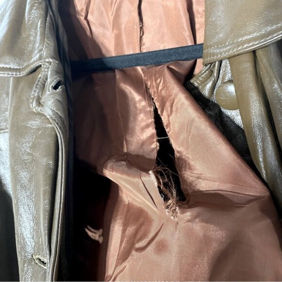 Vintage Brown Leather Belted Jacket XS - Picture 4 of 14